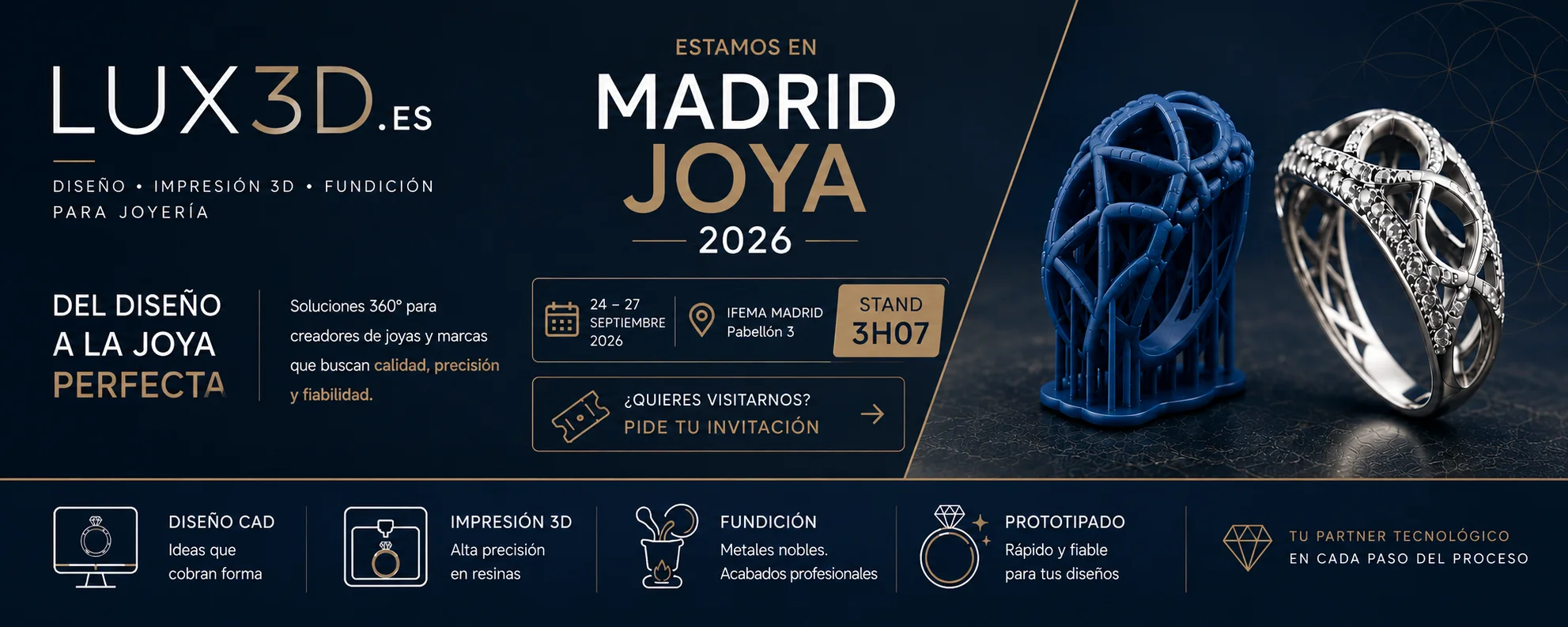 Lux3D estará en MadridJoya 2026, del 22 al 25 de enero en IFEMA Madrid, stand 3H07.