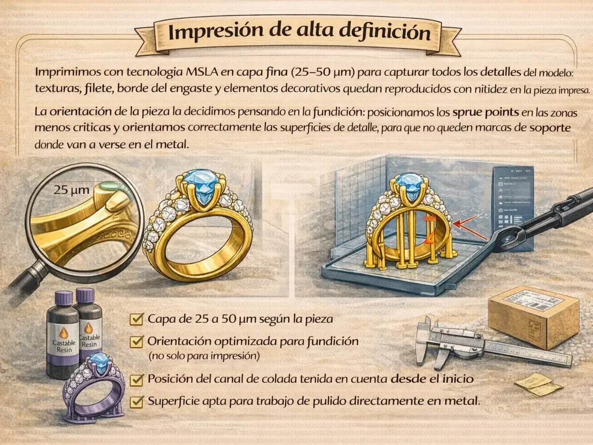 Impresión en resina castable de alta definición